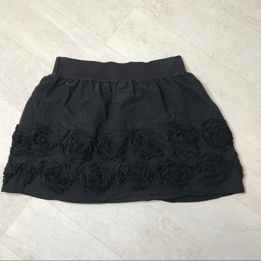 Stoosh Skirt Sz M Black Texture Rosette Mini - Picture 2 of 7